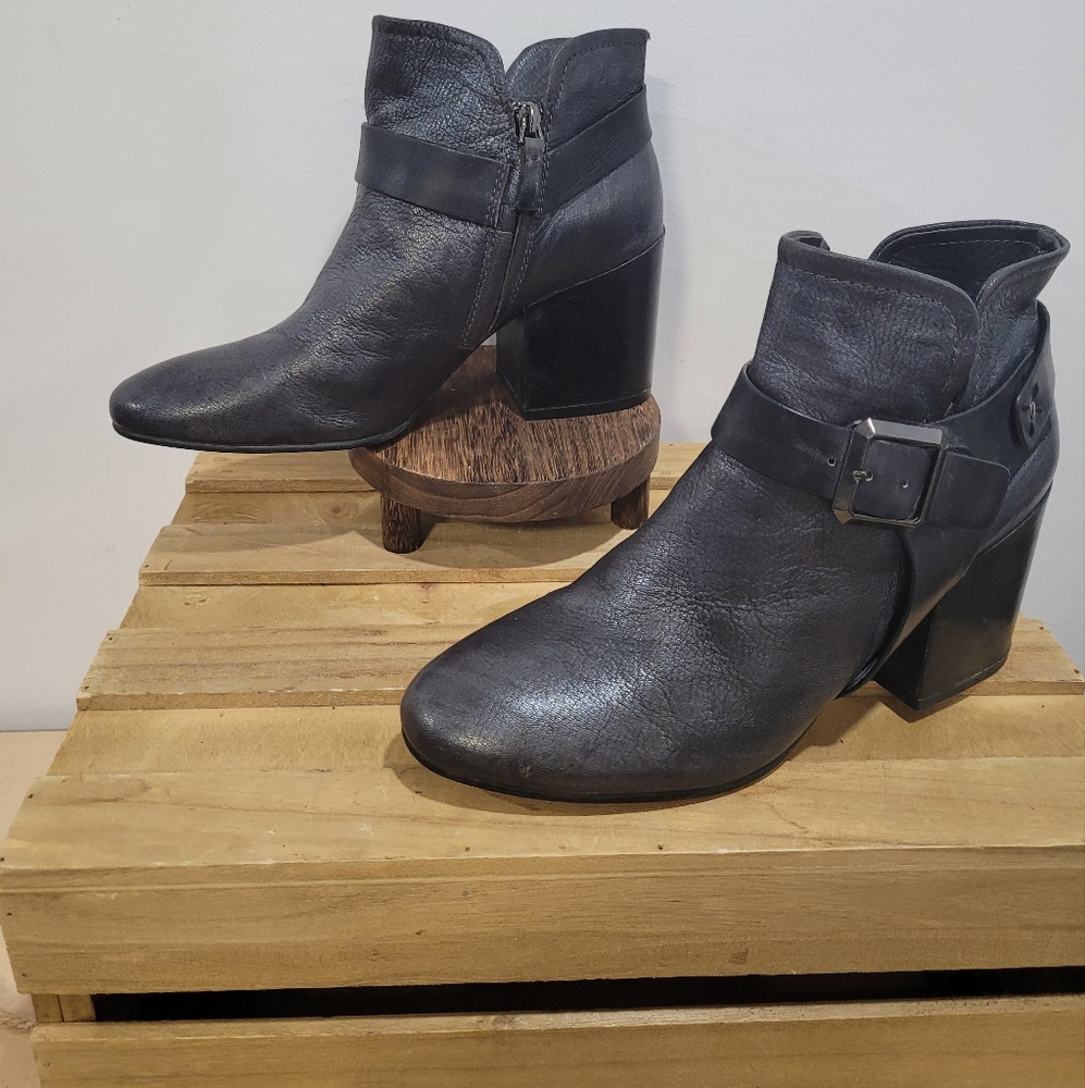Nakedfeet Leilanik Leather Buckle Zipper Closure Ankle Booties